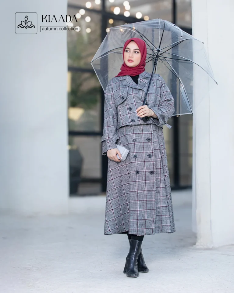 کت و سارافون زنانه آناهید - طوسی و زرشکی